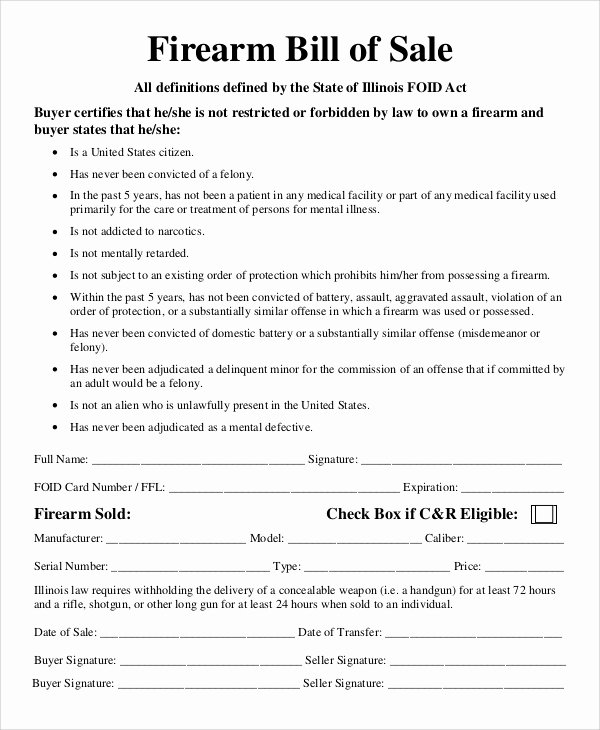 Firearms Bill Of Sale Template Awesome 8 Firearm Bill Of Sale Samples – Pdf Word