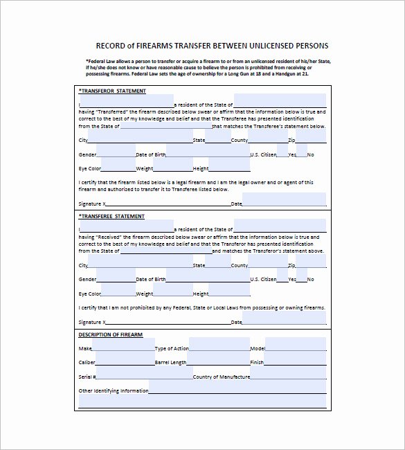 Firearms Bill Of Sale Template Unique 10 Firearm Bill Sale Pdf Templates Free Printable