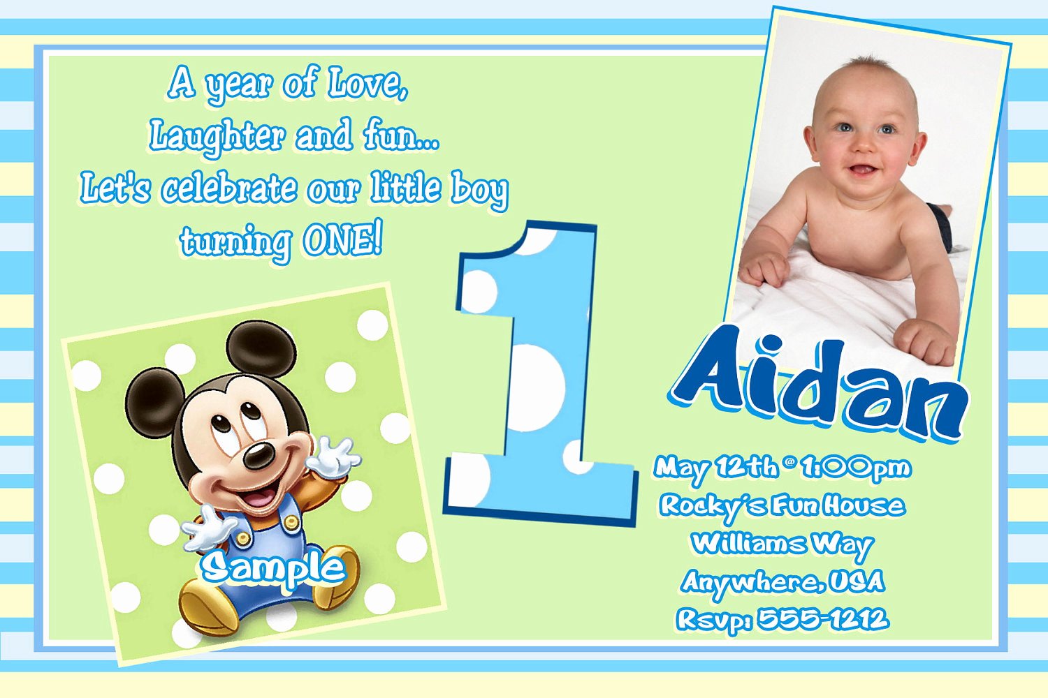 First Birthday Invitation Template Free Awesome Free Printable Mickey Mouse 1st Birthday Invitations