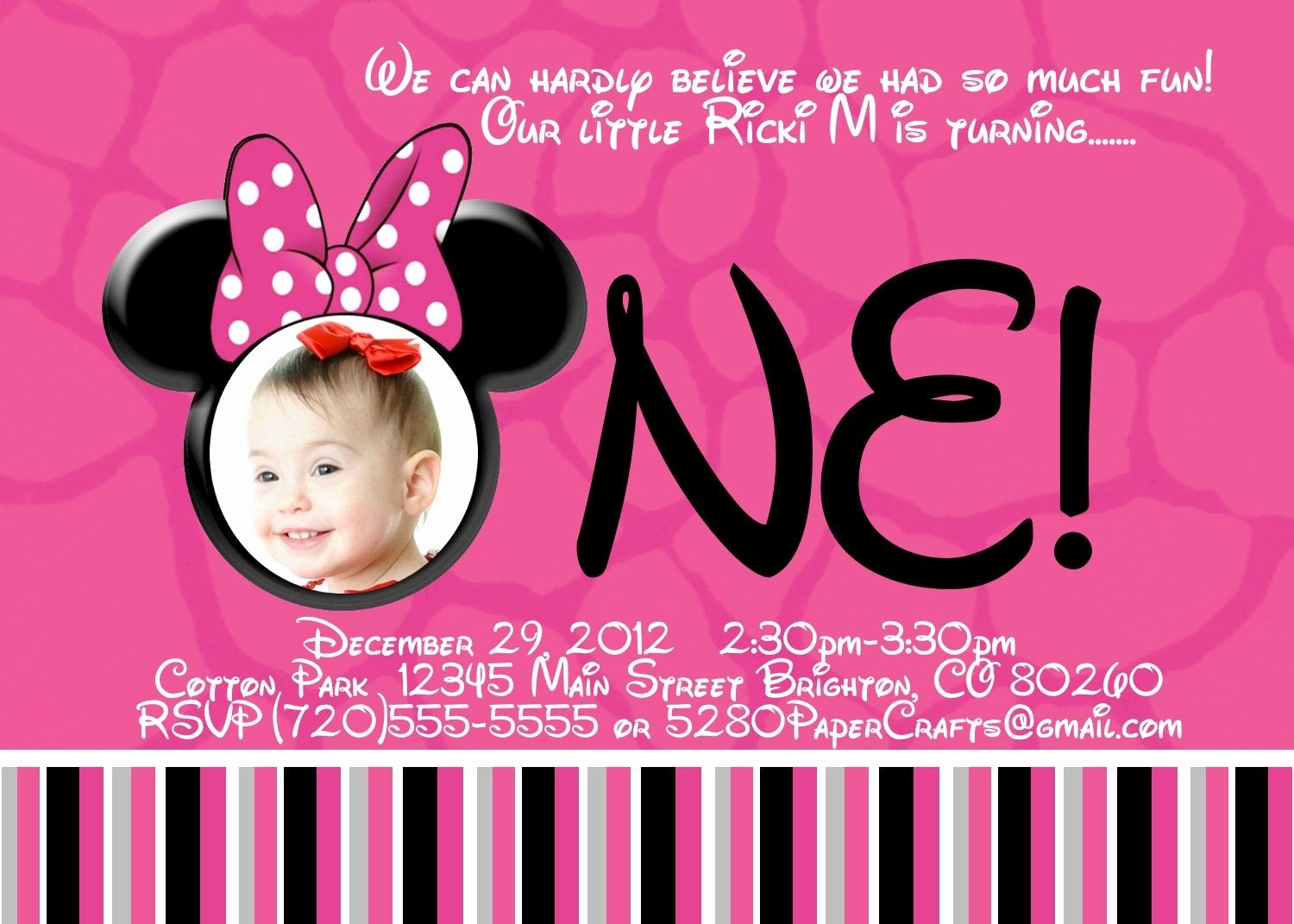 First Birthday Invitation Template Free Beautiful Free Printable Minnie Mouse 1st Birthday Invitations