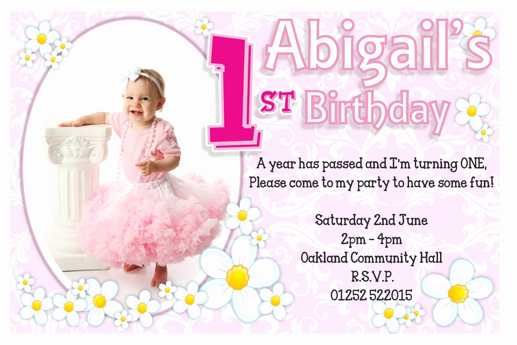 First Birthday Invitation Template Free Elegant 1st Birthday Invitations Girl Free Template 1st Birthday