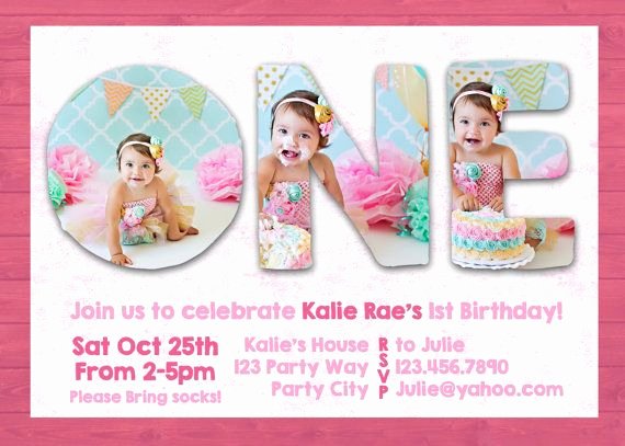 First Birthday Invitation Template Free Elegant Shop Template First 1st One Birthday Invite