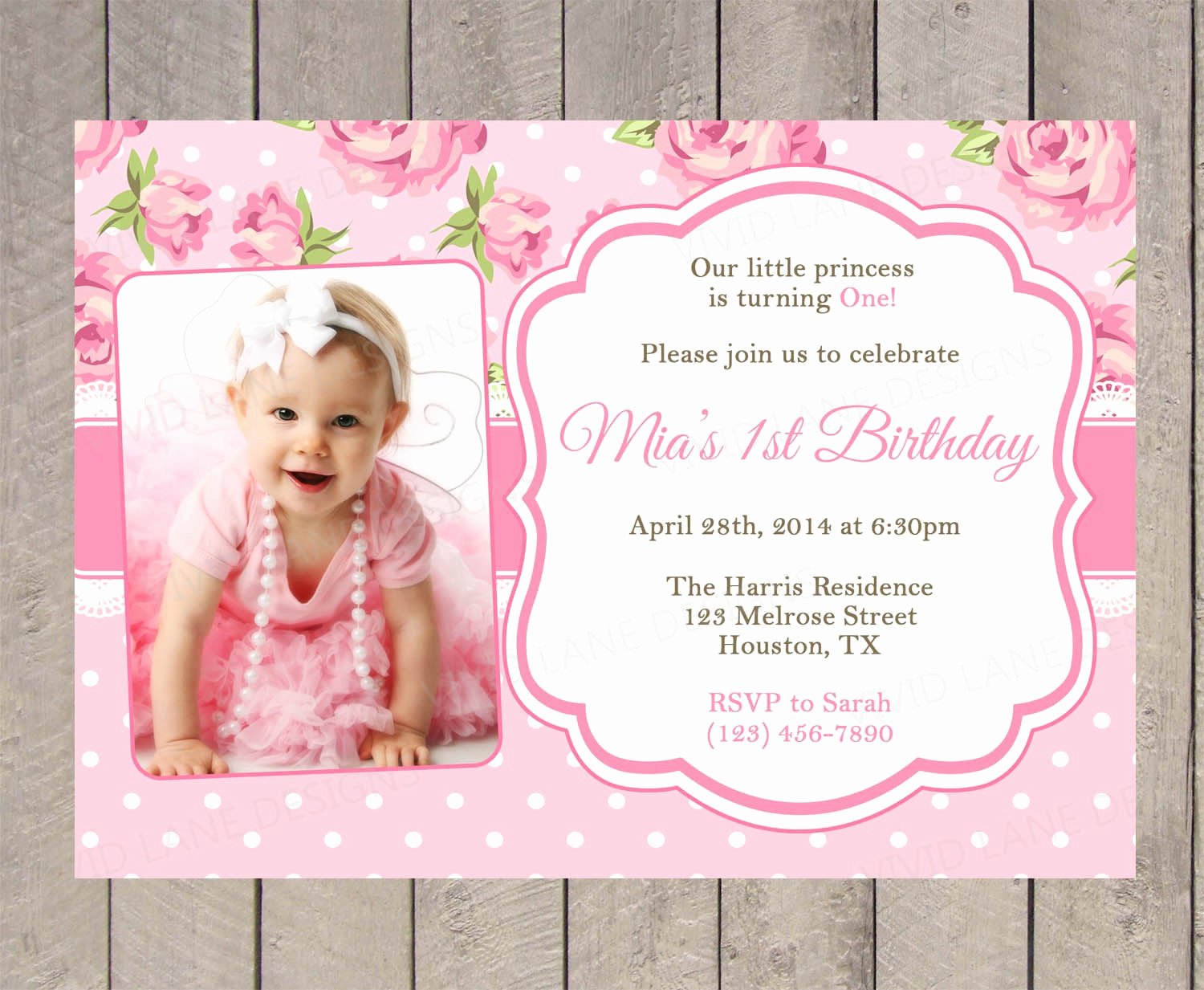 First Birthday Invitation Template Free Luxury Roses Birthday Invitation Pink Spring Flowers