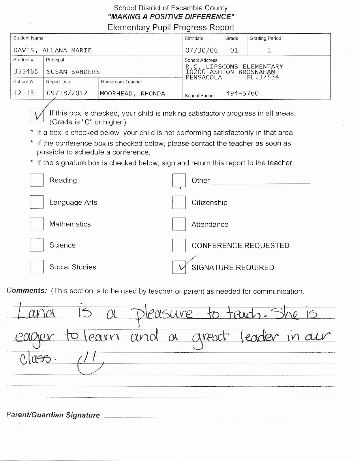 First Grade Progress Report Template Fresh the Davis Dailies First Progress Report Of First Grade