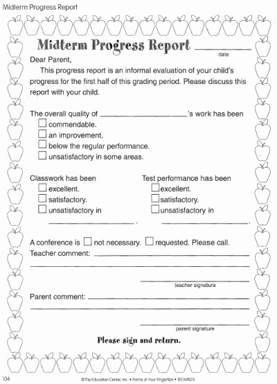 First Grade Progress Report Template Lovely Midterm Progress Report organització Aula