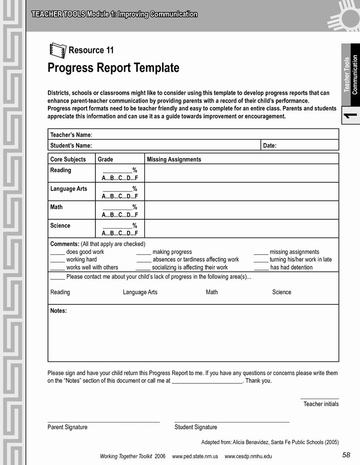 First Grade Progress Report Template Lovely Progress Report Template