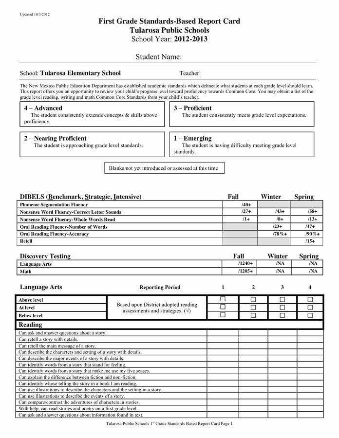 First Grade Progress Report Template Luxury First Grade Progress Report In Word and Pdf formats