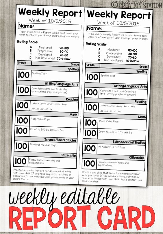 First Grade Progress Report Template New Cards and Report Cards On Pinterest
