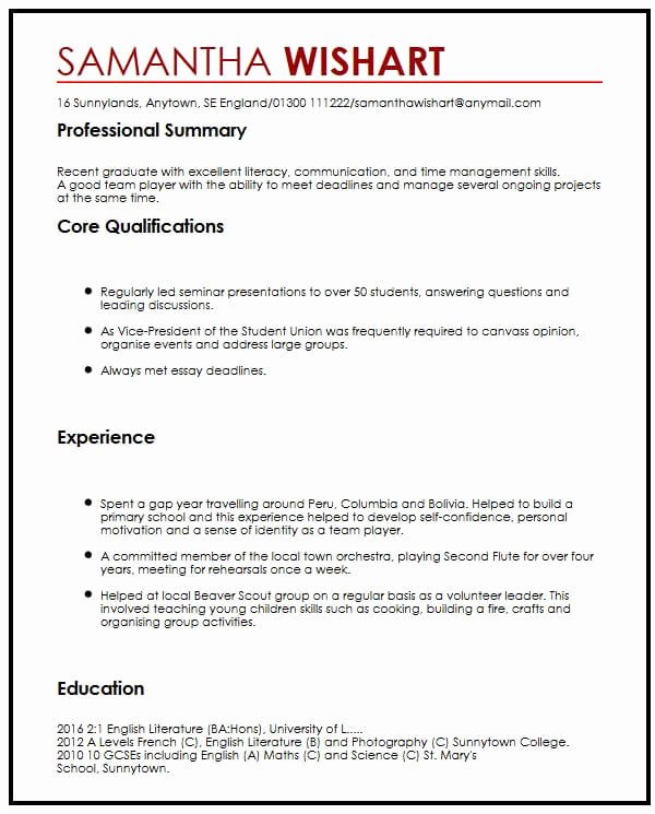 First Job Experience Essay Best Of Cv Sample with No Job Experience Myperfectcv