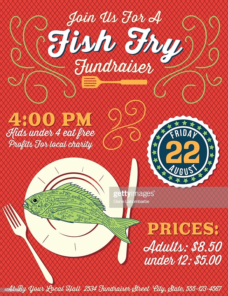 Fish Fry Flyer Template Awesome Fundraiser Fish Fry Poster Template Vector Art