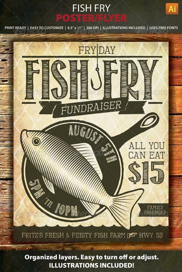 Fish Fry Flyer Template Beautiful Fish Fry event Fundraiser Poster Flyer or Ad