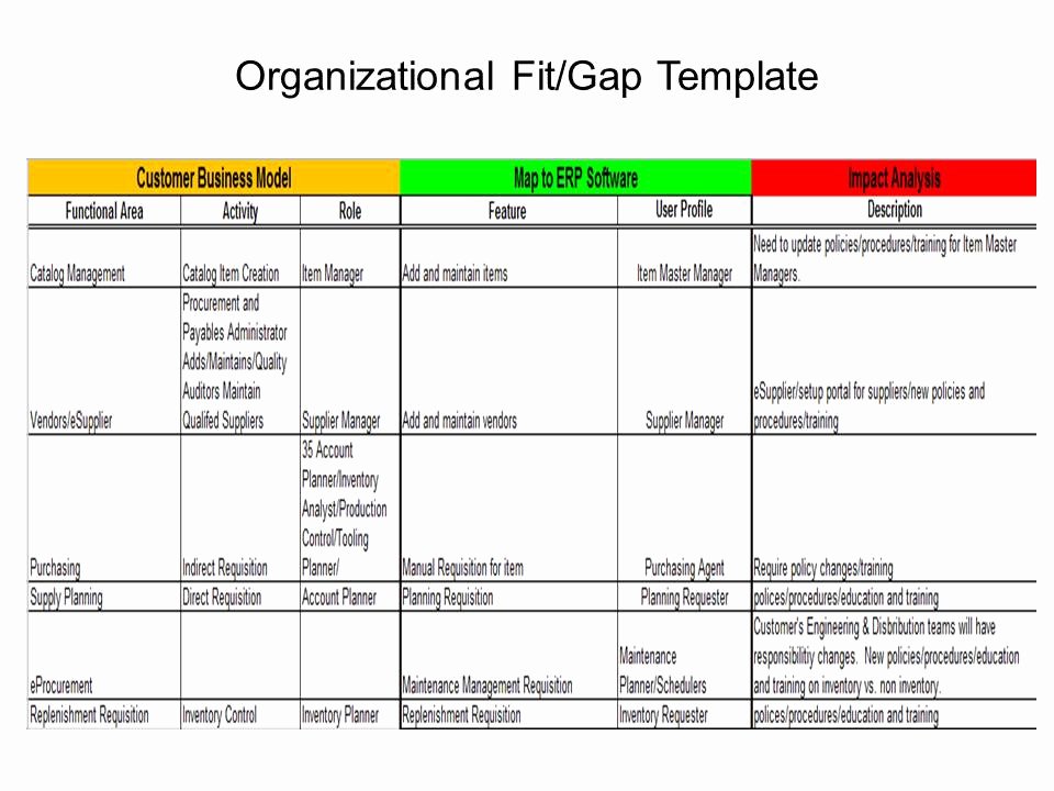 Fit Gap Analysis Template Excel Luxury Erp Project 101 organizational Fit Gap