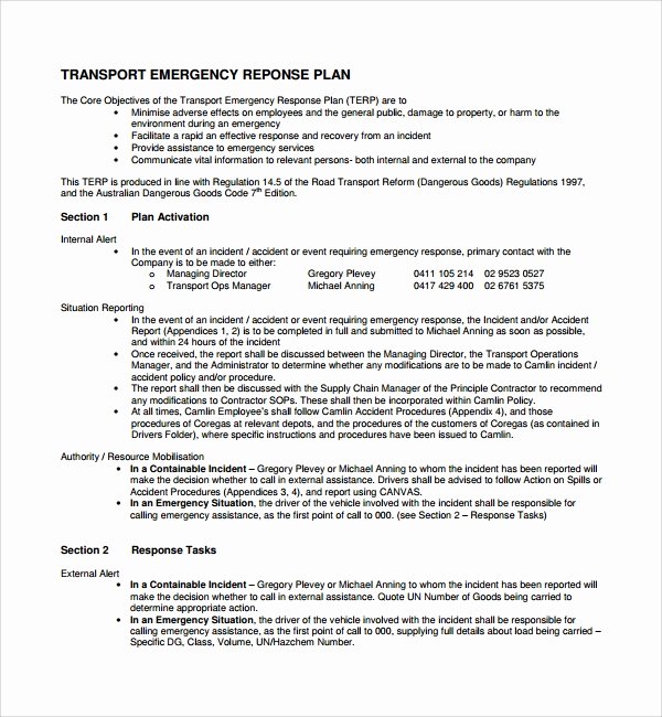 Flood Emergency Response Plan Template Inspirational 10 Emergency Response Plan Templates