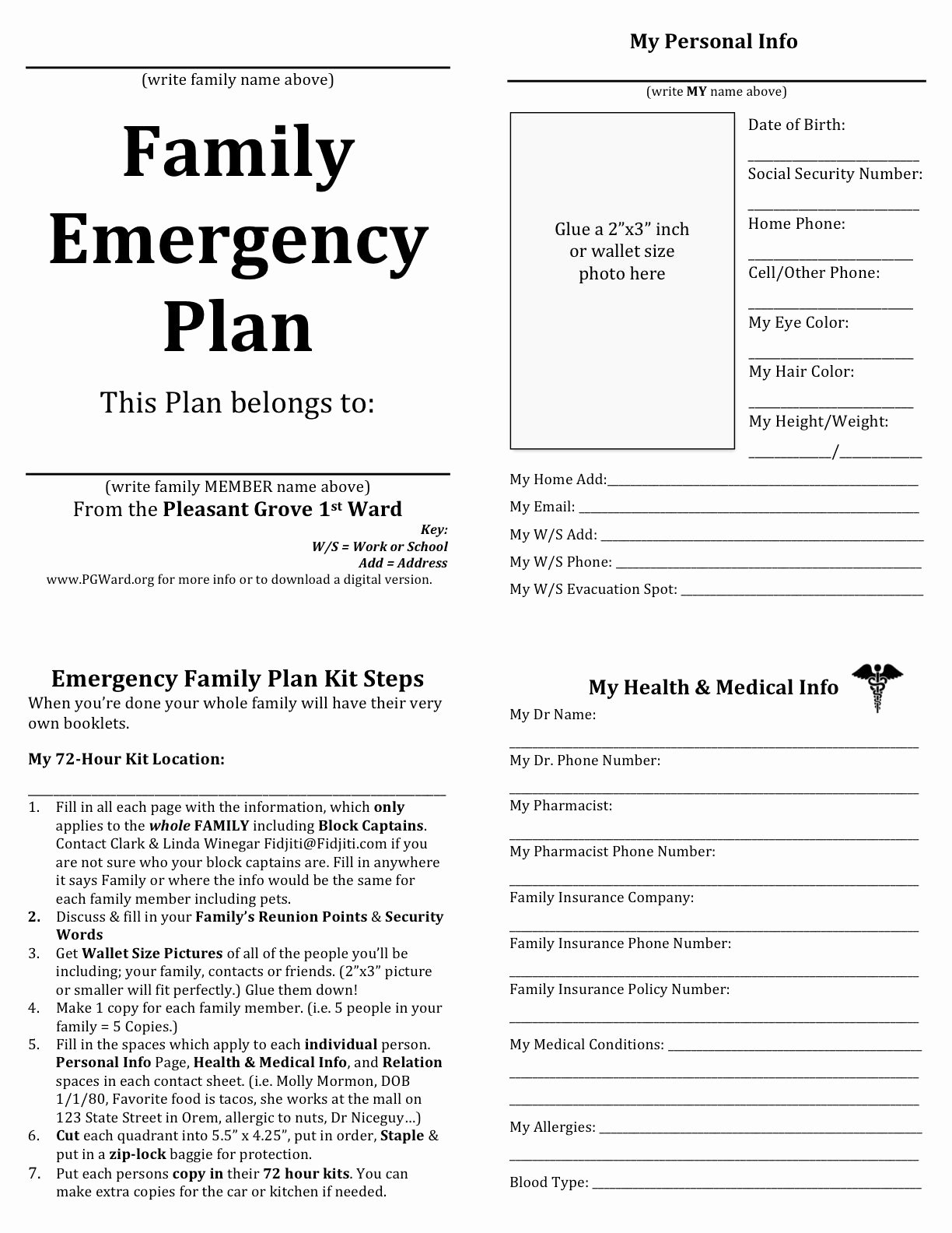 Flood Emergency Response Plan Template Inspirational Family Emergency Plan Printable Documents for Your