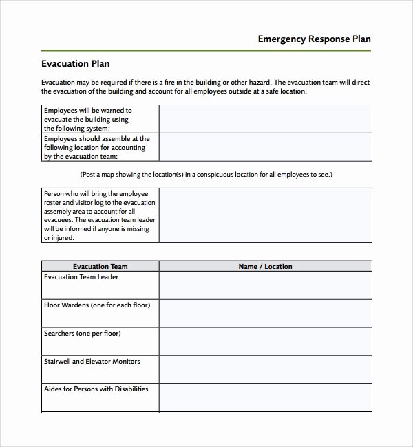 Flood Emergency Response Plan Template Luxury Sample Emergency Response Plan Template 9 Free