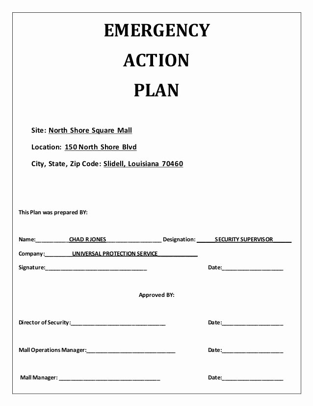 Flood Emergency Response Plan Template New Emergency Action Plan