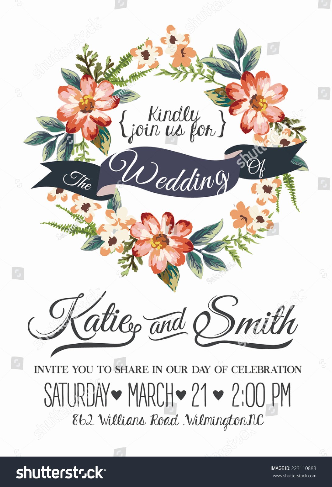 Floral Invitation Template Best Of Wedding Invitation Card Romantic Flower Templates Stock