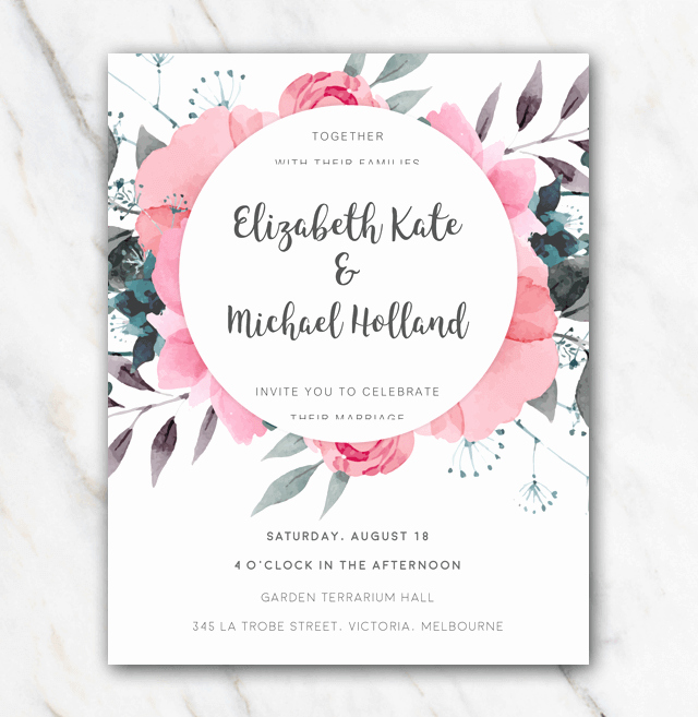 Floral Invitation Template Inspirational Pink Flowers Wedding Invitation Template In Word for Free