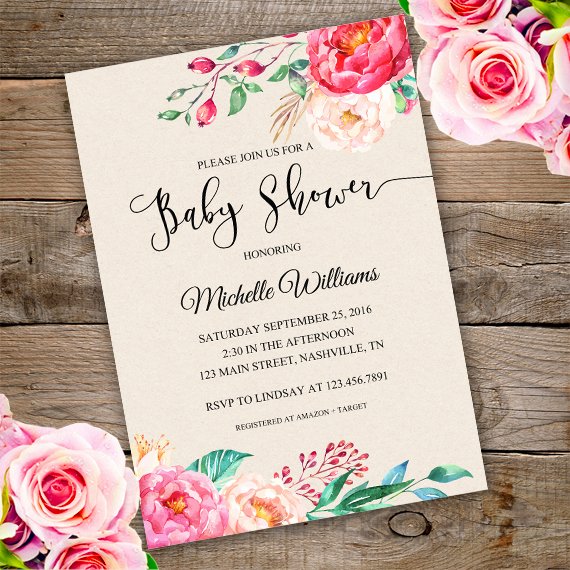 Floral Invitation Template Luxury Floral Baby Shower Invitation Template Edit with Adobe