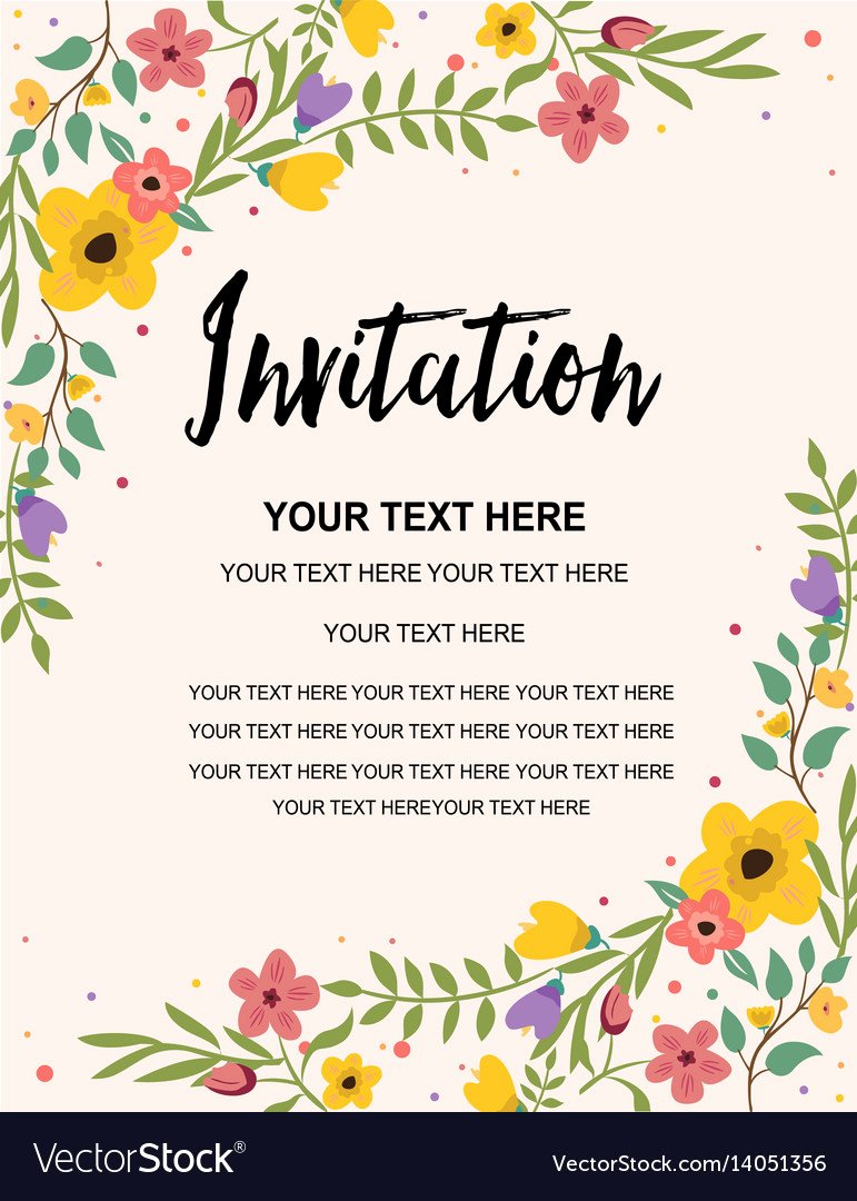 Floral Invitation Template Unique Vintage Floral Greeting Invitation Card Template Vector Image