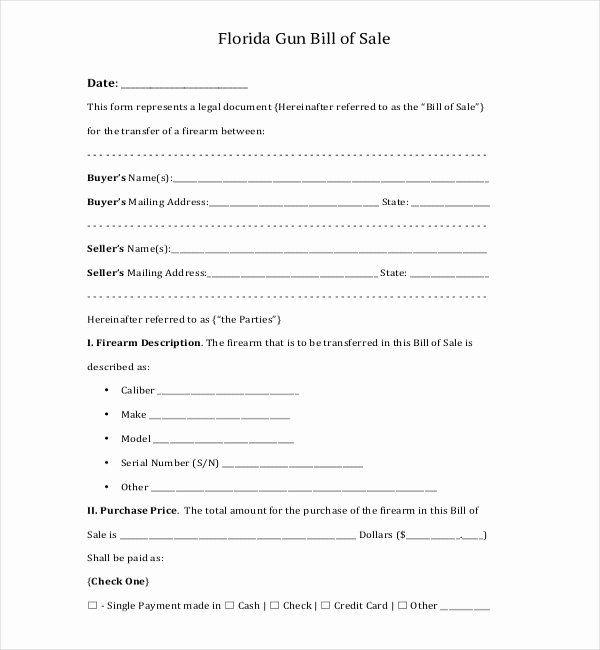 Florida Firearm Bill Of Sale Lovely 10 Sample Bill Of Sale for Firearms