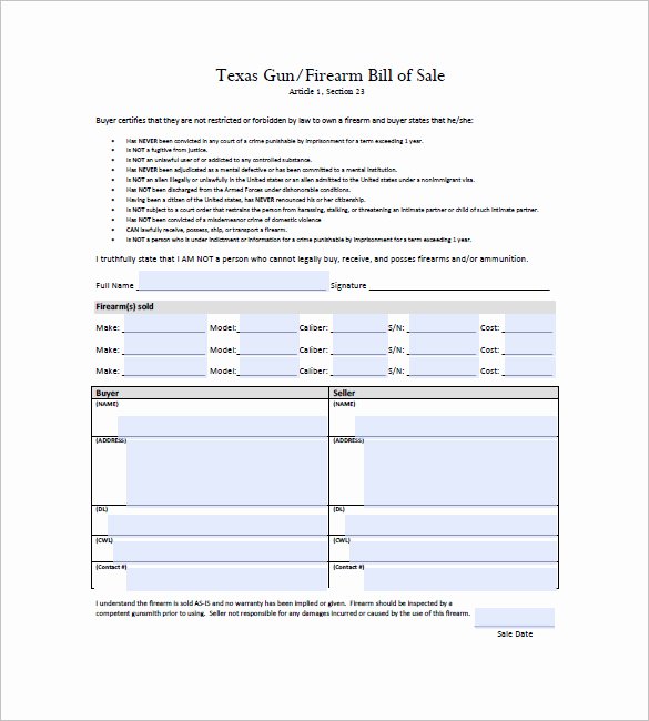 Florida Firearms Bill Of Sale New Gun Bill Of Sale Template – 10 Free Word Excel Pdf