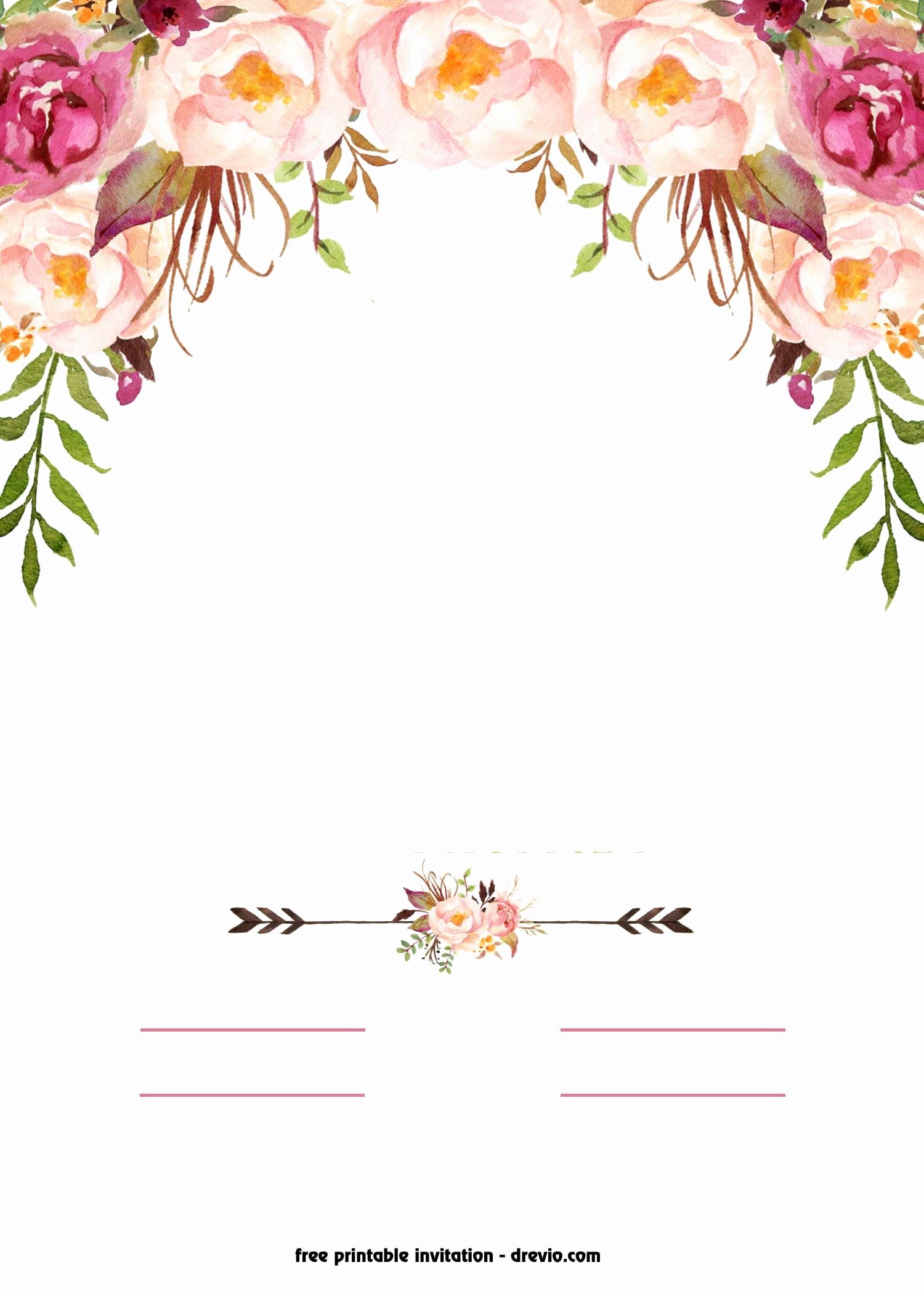 Flower Invitation Template Awesome Free Printable Boho Chic Flower Baby Shower Invitation