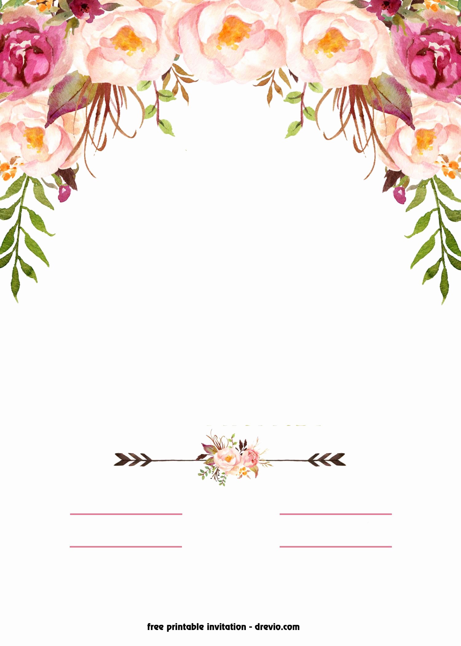 Flower Invitation Template Beautiful Free Printable Boho Chic Flower Baby Shower Invitation