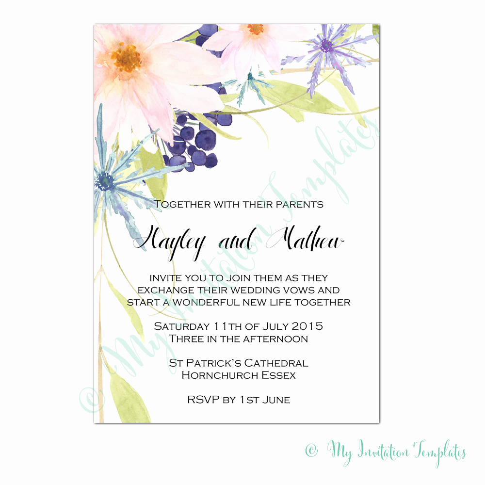 Flower Invitation Template Fresh Flower Invitation Templates