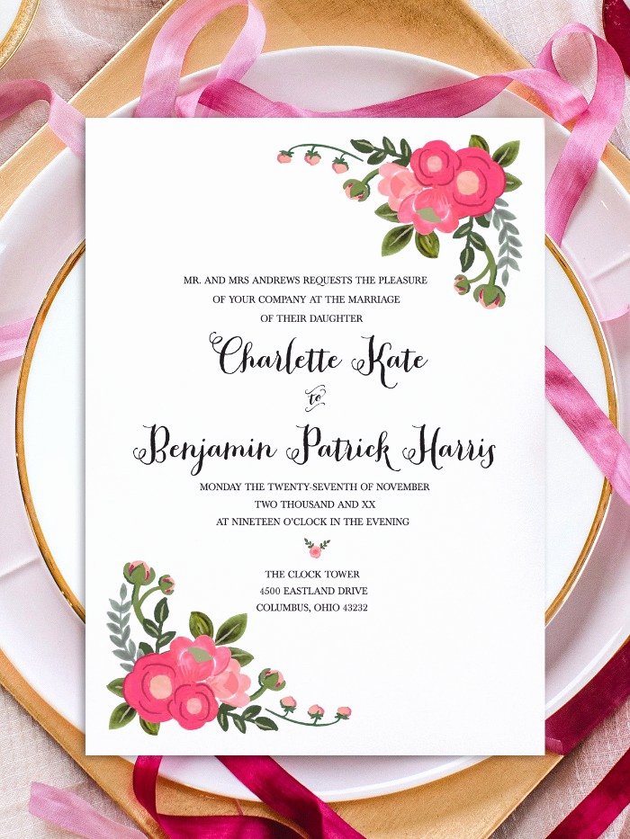 Flower Invitation Template Fresh Print Pink Flowers Free Printable Invitation Templates