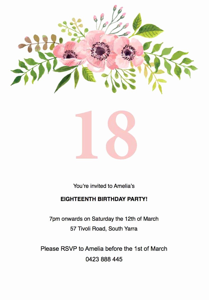 Flower Invitation Template Inspirational Birthday Party Invitations