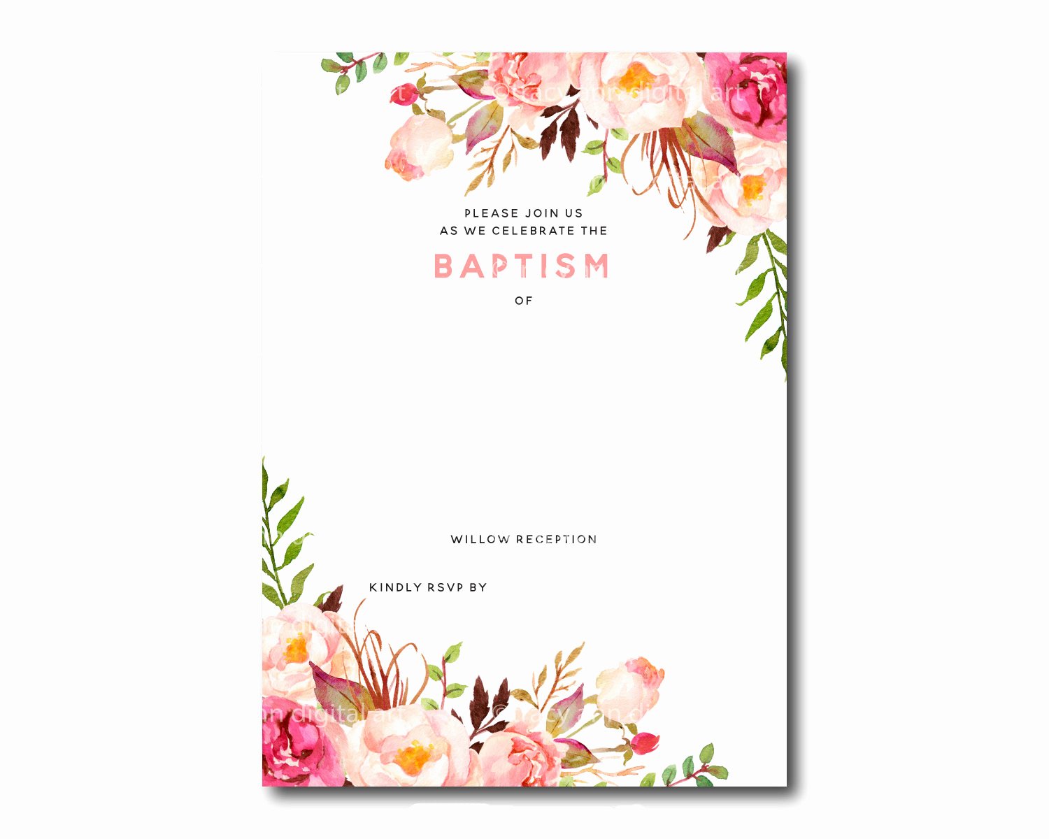 Flower Invitation Template Lovely Free Printable Baptism Floral Invitation Template