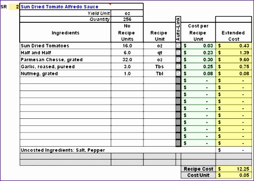 Food Cost Spreadsheet Excel Inspirational 10 Excel Recipe Card Template Exceltemplates