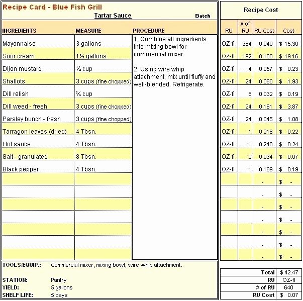 Food Costing Template