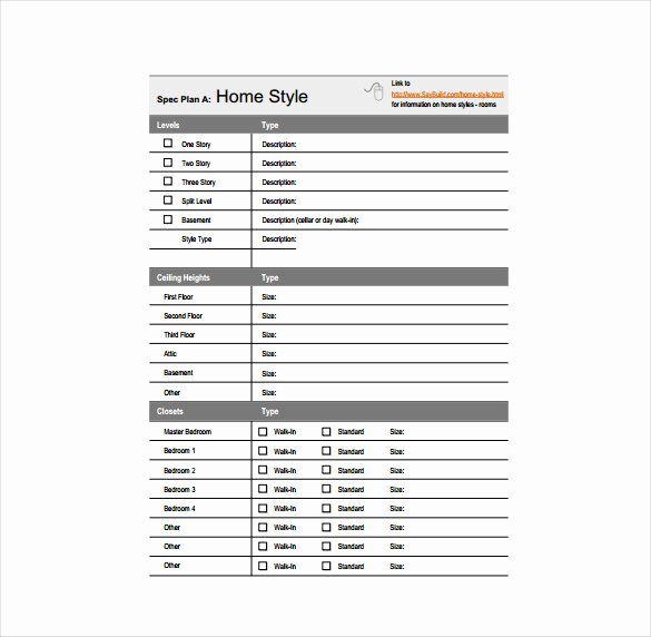 Food Product Spec Sheet Template Awesome Residential Home Specification Sheet Template