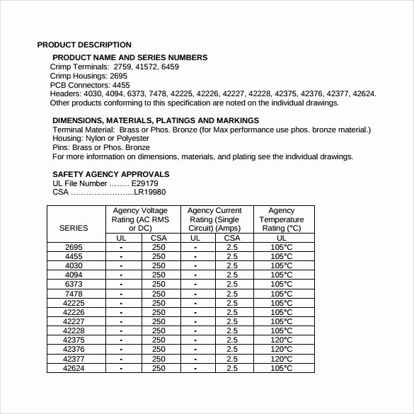 Food Product Spec Sheet Template Luxury 11 Spec Sheet Samples