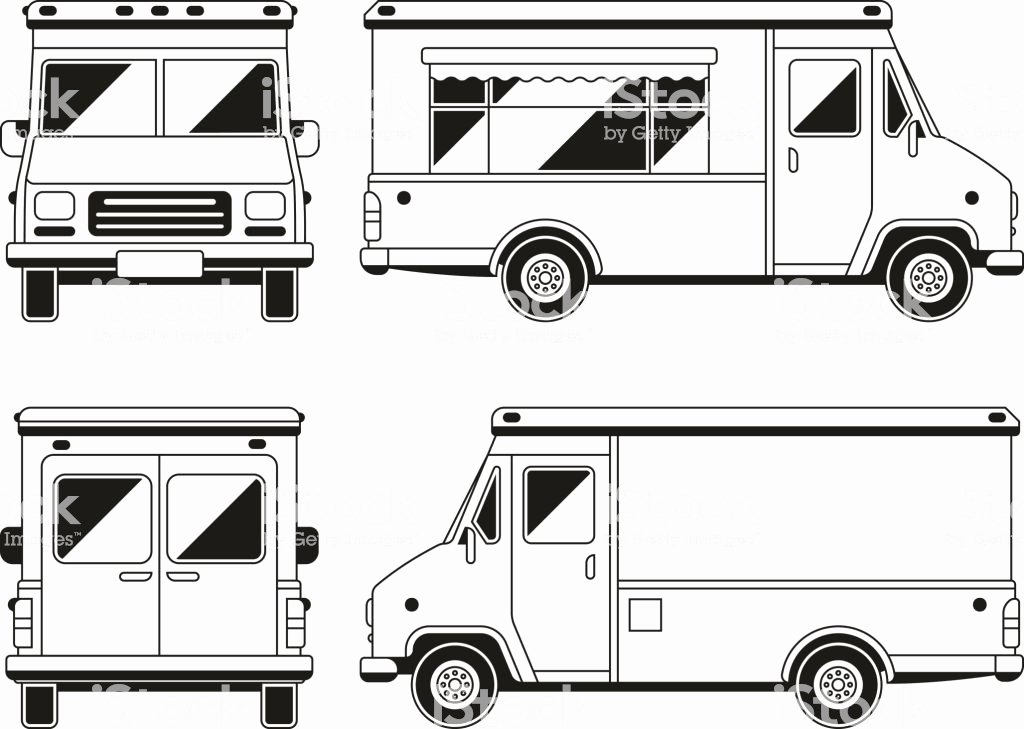 Food Truck Layout Template Awesome Blank Mercial Food Truck In Different Points View