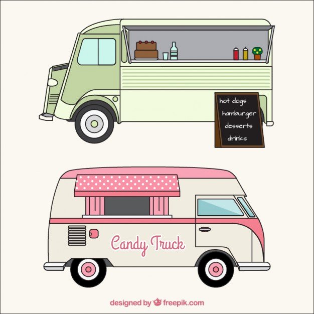 Food Truck Layout Template Elegant Sketches Of Food Trucks In Vintage Style Vector