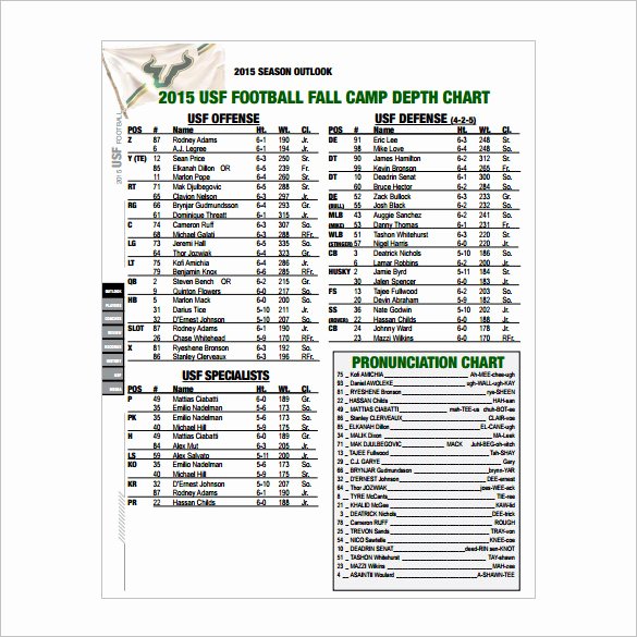 Football Depth Chart Template Excel format Awesome 13 Football Depth Chart Template Free Sample Example