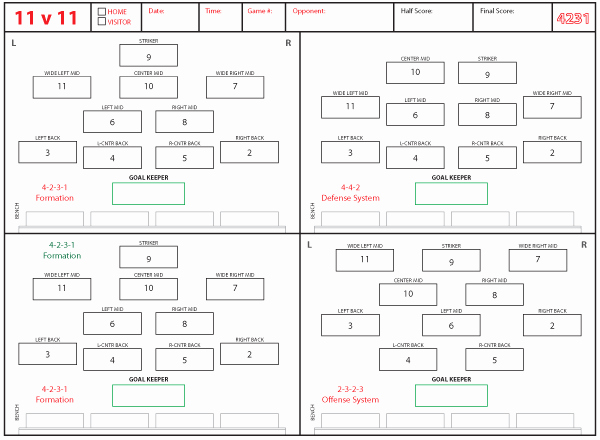 Football Depth Chart Template Excel format New soccer formations and Systems as Lineup Sheet Templates