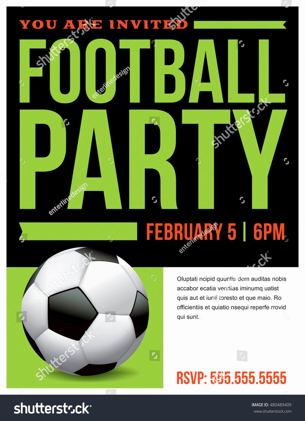 Football Party Invitation Template Inspirational Flyer soccer Football Party Invitation Template Stock