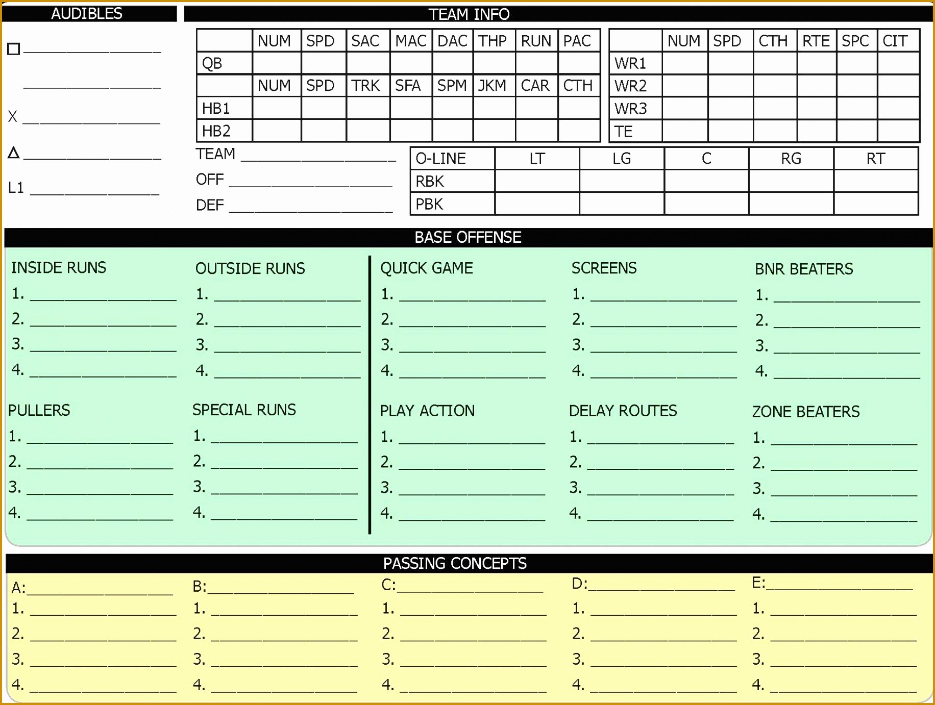 Football Play Call Sheet Template Awesome 5 Fensive Call Sheet Template