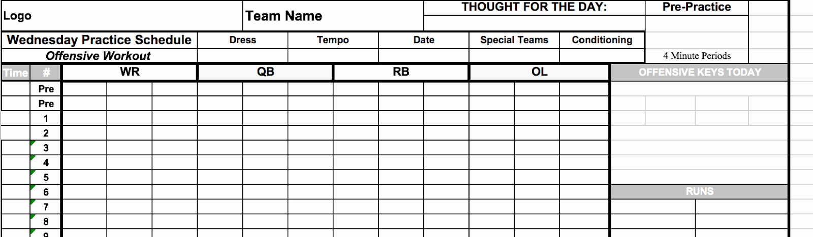 Football Play Call Sheet Template Awesome Coach Vint Four Keys to Fensive organization