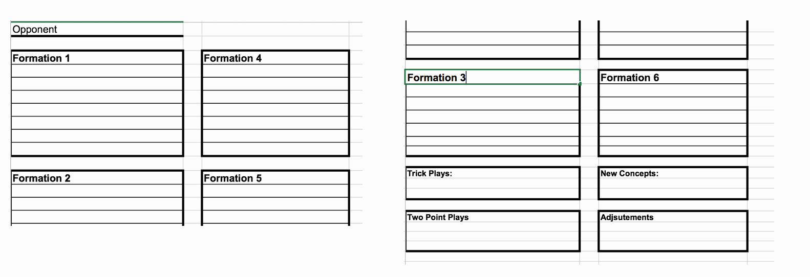 Football Play Call Sheet Template Excel Inspirational Coach Vint Developing An Fensive Game Plan and Call