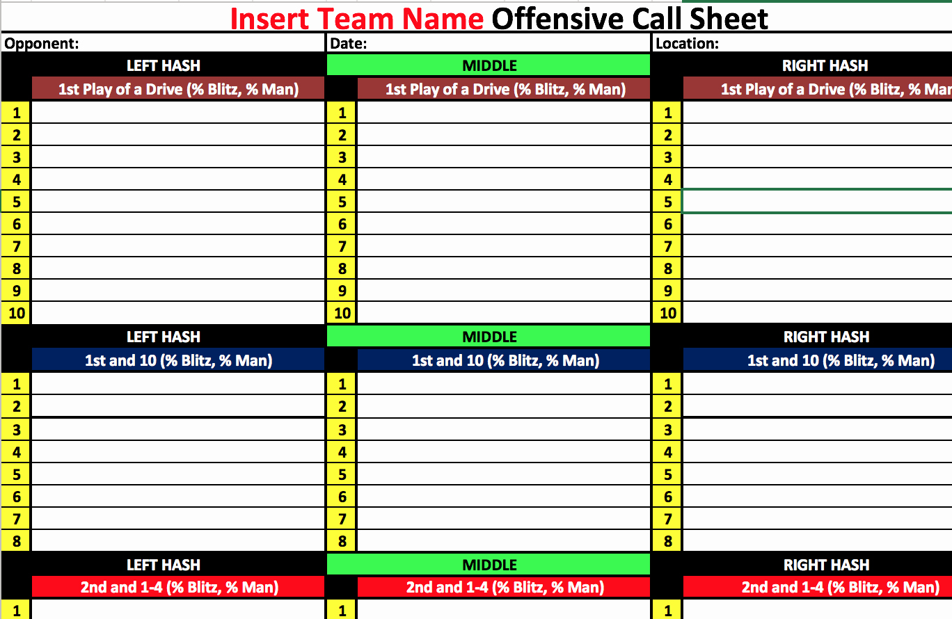 Football Play Sheet Template Fresh Football Game Day Play Sheet Template tools and Resources