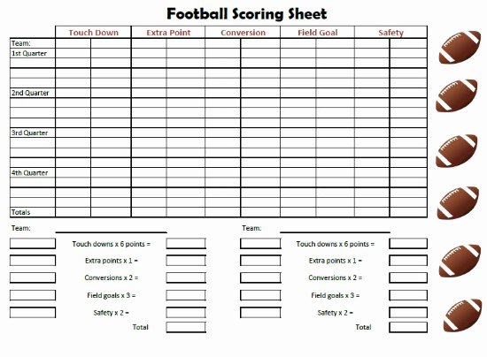 Football Play Template Printable Lovely Football Scoring Sheet Free Printable Friday the Happy