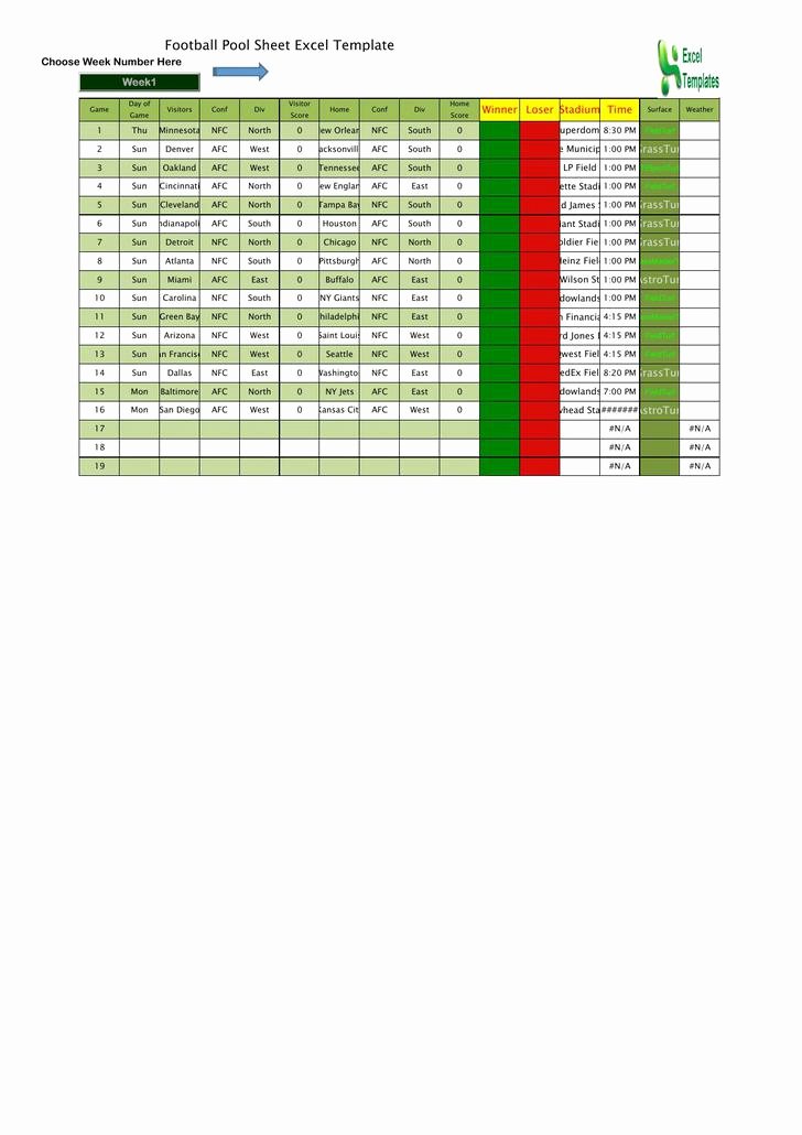 Football Pool Sheets Excel Beautiful 21 Football Pool Template Free Download