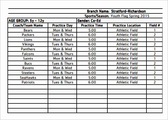 Football Practice Plan Template Excel Luxury 13 Practice Schedule Templates Word Excel Pdf