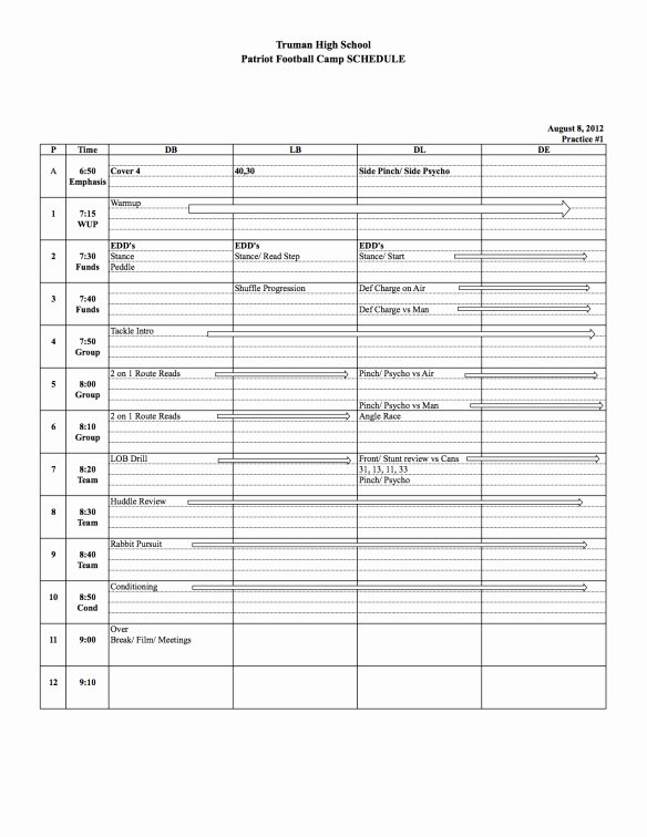 Football Practice Plan Template Excel Unique Football Drill