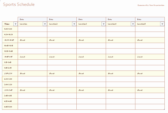 Football Practice Schedule Template Awesome 27 Of Sport Team Schedule Template Excel